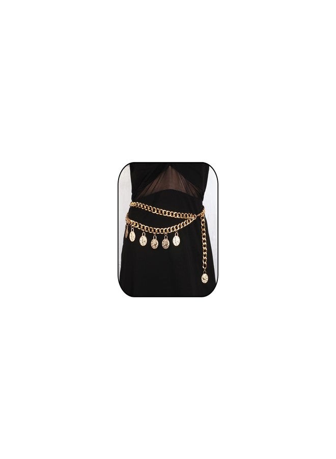 kepvrio Pirate Waist Chain for Women Multilayer Metal Waist Chain Belt Adjustable Long Belt Body Belly Chain Boho Layered Coin Waist Chain Pirate Costume Women Men Jewellery (Style-C) - Image 1